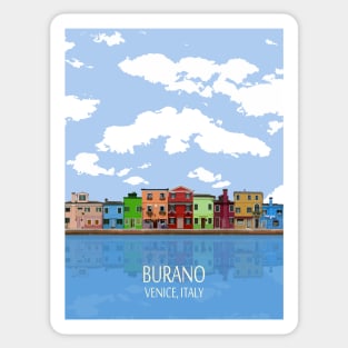 Colorful houses in Burano, Venice Sticker